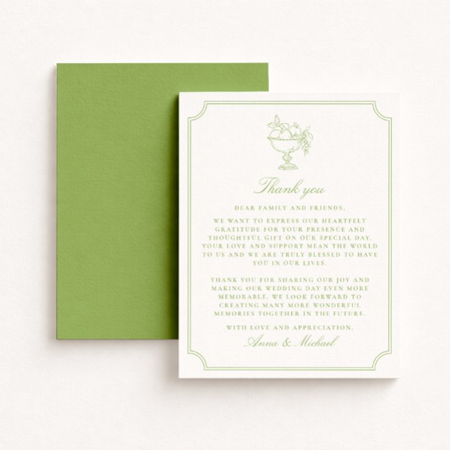Citrus Green Double Frame  Wedding Thank You card Spara Datumet (Skapare uppladdad)