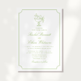 Citrus Green Elegant Frame Wedding Invitation Meddelande