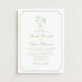 Citrus Green Elegant Frame Wedding Invitation Meddelande
