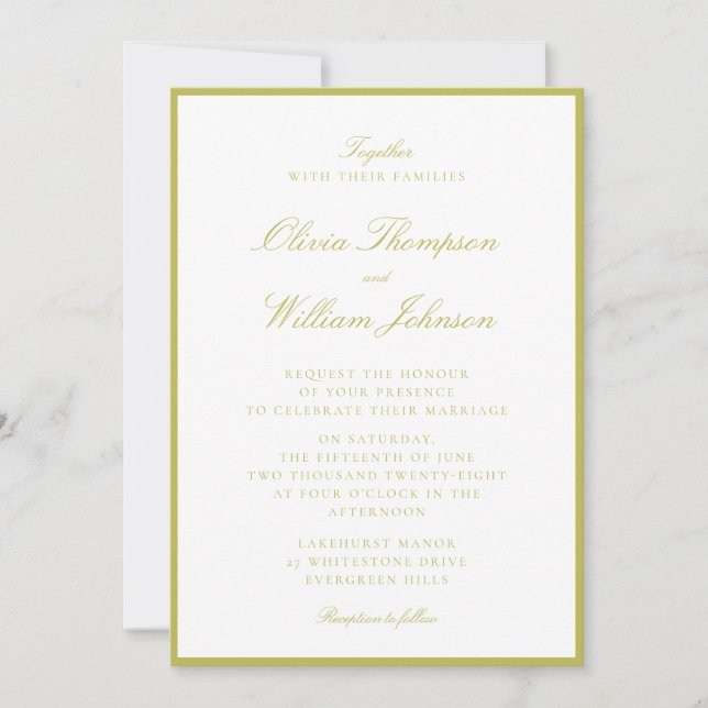 Citrus Green Framed Wedding Invitation Inbjudningar (Framsida)