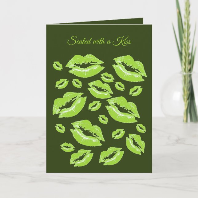 Citrus Green Lip Print Flirtatious Fun Kort (Framsida)