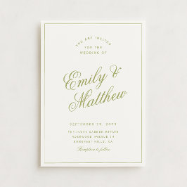 Citrus Green Modern Script Wedding Invitation Inbjudningar