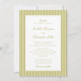 Citrus Green Stripe Classic Wedding Invitation Inbjudningar