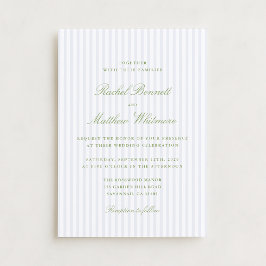 Citrus Green Stripe Elegant Wedding Invitation Inbjudningar