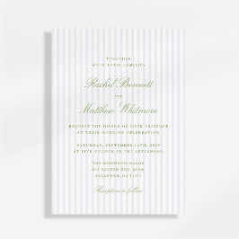 Citrus Green Stripe Elegant Wedding Invitation Inbjudningar