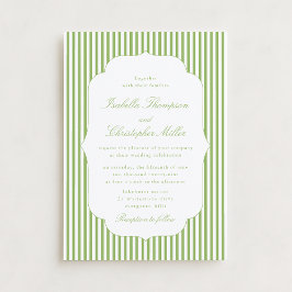 Citrus-Green Striped Elegant Wedding Invitation Inbjudningar