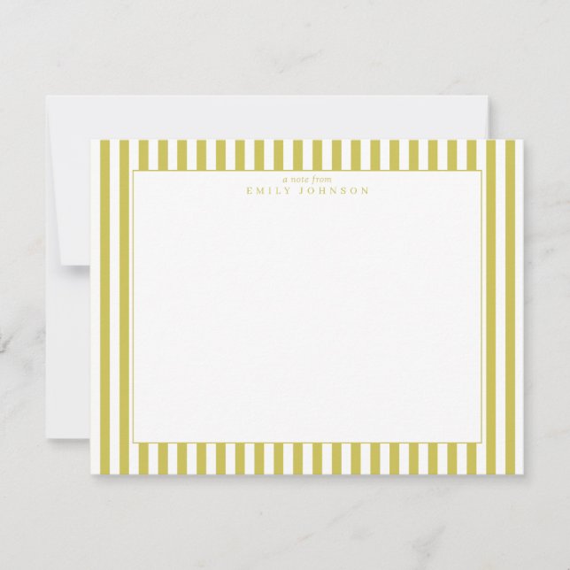 Citrus Green Striped Note Card Inbjudningar (Framsida)