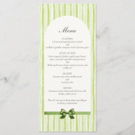 Citrus Green Striped Retro Wedding Meny