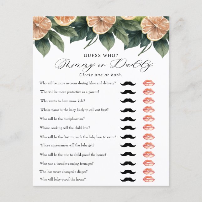 Citrus Greenery | Barnstödsspel | Mamma pappa (Framsida)