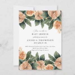 Citrus Greenery | Rosa Blommigt Baby Shower Inbjudningar