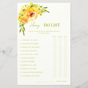 Citrus Grön Gul Blommig Honey Do List Spel