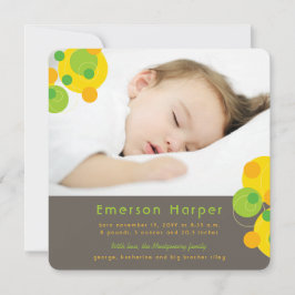 Citrus Grönt Bubly Retro Circles Pojke Photo Julkort