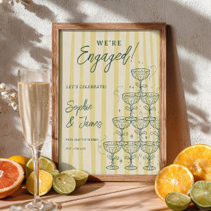 Citrus Gul Champagne Torn Engagement Välkomstskylt Poster