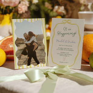 Citrus Gul Grön Band Slinga Foto Bröllop Inbjudningar