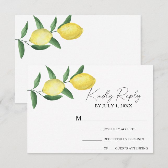 Citrus gult - Bröllop RSVP-kort OSA Kort (Fram/baksida)