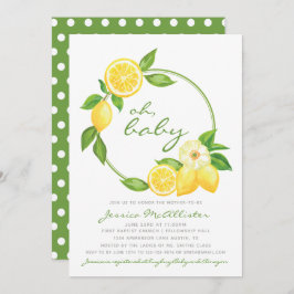 Citrus Gult Grönt Polkadot Baby Shower Inbjudningar