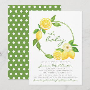 Citrus Gult Grönt Polkadot Baby Shower Inbjudningar