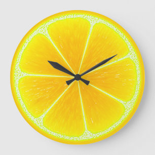 Citrus Gult Lemon Fruktsegment Stor Klocka