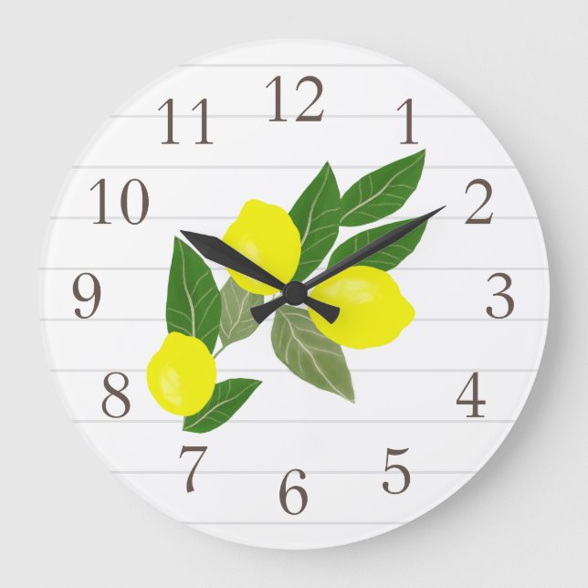 Citrus Gult Lemon Rand Wall Clock Stor Klocka (Framsida)