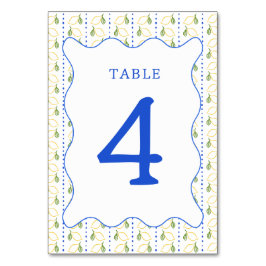 Citrus Gult och Blå italiensk Möhippa Bordsnummer
