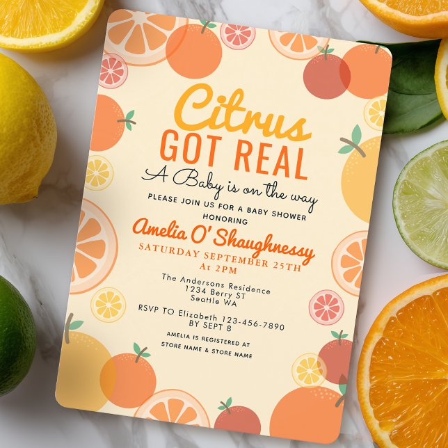 Citrus Har Real Fruit Summer Baby Shower Inbjudningar (Skapare uppladdad)
