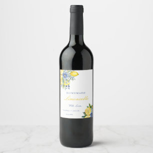 Citrus Homemade Limoncello Lemon Wedding favors Vinflaska Etikett