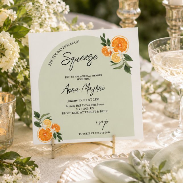 Citrus Hon Fann Hennes Huvudkram Bröllopsfest  Inbjudningar (She Found Her Main Squeeze Bridal Shower Invitation)