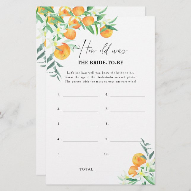 Citrus - Hur gammal var bruden? (Fram/baksida)