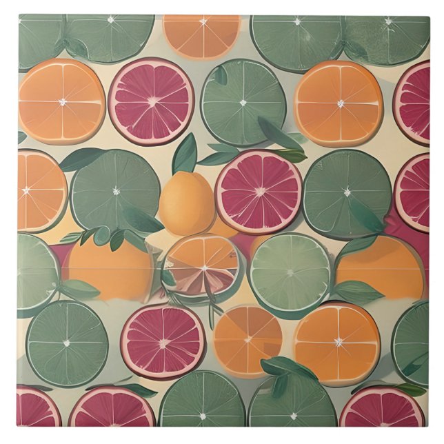 Citrus i dämpade toner  kakelplatta (Framsidan)