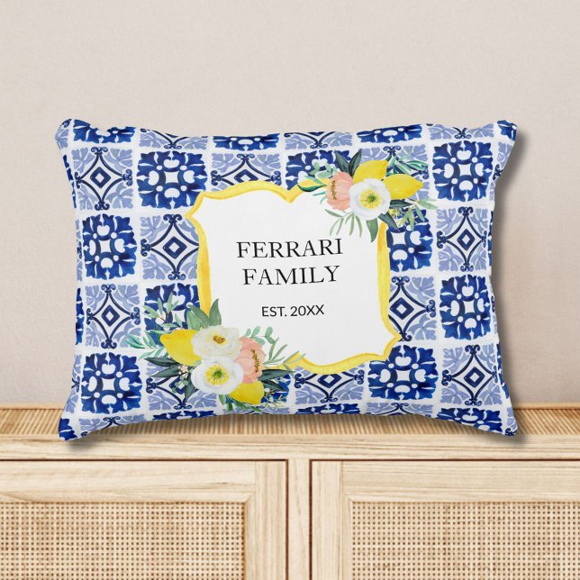 Citrus Italiana Mediterranean Tiles Mönster Prydnadskudde (In situ)