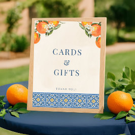 Citrus Italy Blue Tiles Cards Gifts Sign Poster