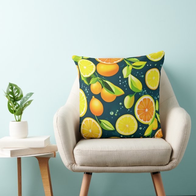 Citrus Kaleidoscope: A Vibrant Medley Kudde (Stol)