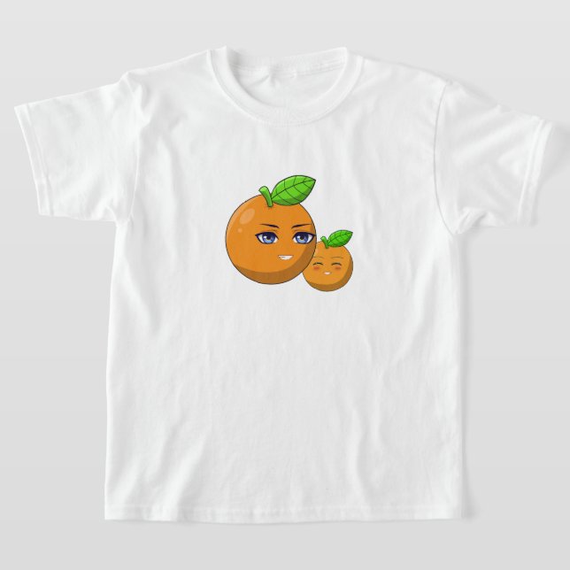 Citrus Kärlek - kärleksfull orange morsa och son T Shirt (Laydown)