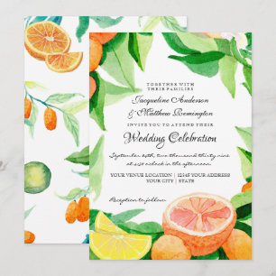 Citrus Kumquat Lemons Orange Greenery Watercolor Inbjudningar
