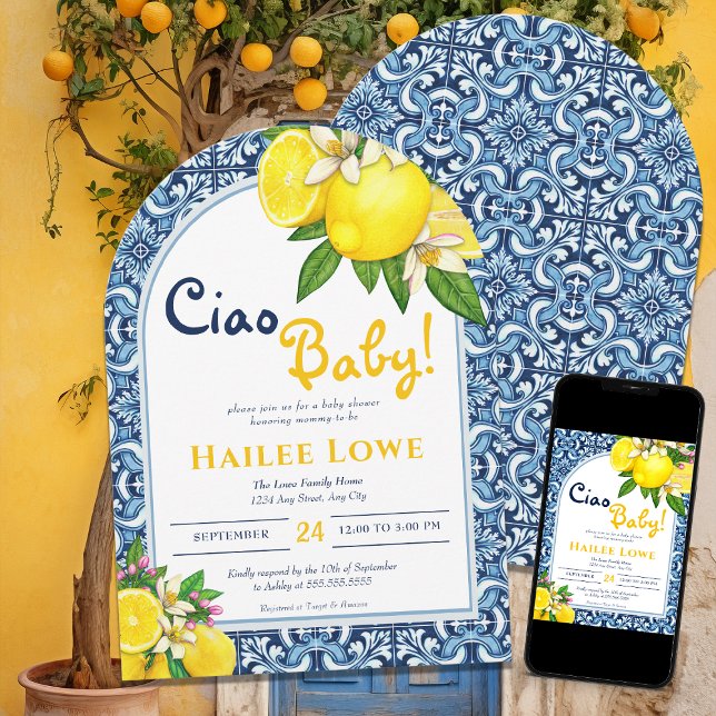 Citrus Lemon Amalfi Kusten Baby Shower Inbjudningar (Skapare uppladdad)