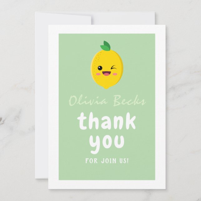 Citrus Lemon Baby Shower Tack Kort (Framsida)