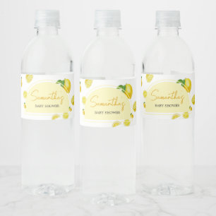 Citrus Lemon Baby Shower Vattenflaskor Etikett
