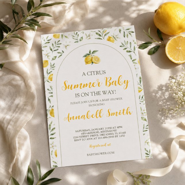 Citrus Lemon Bebisdopp Inbjudan (Skapare uppladdad)