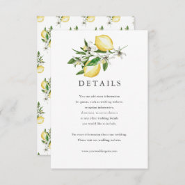 Citrus Lemon Blommigt Watercolor Information Card OSA Kort