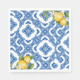 Citrus Lemon Blue Tile Möhippa Papper Napkins Pappersservett