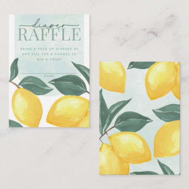 Citrus Lemon Diaper and Wipes Raffle Card Insert Tilläggskort (Fram/baksida)