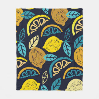 Citrus Lemon Doodle Mönster Background Fleecefilt