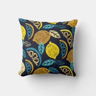 Citrus Lemon Doodle Mönster Background Kudde