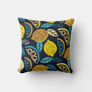 Citrus Lemon Doodle Mönster Background Kudde