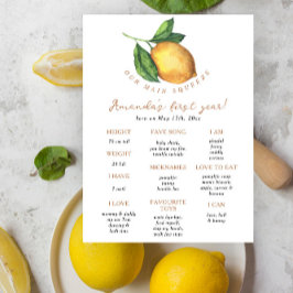 Citrus lemon First Birthday Milestone Birthday Poster