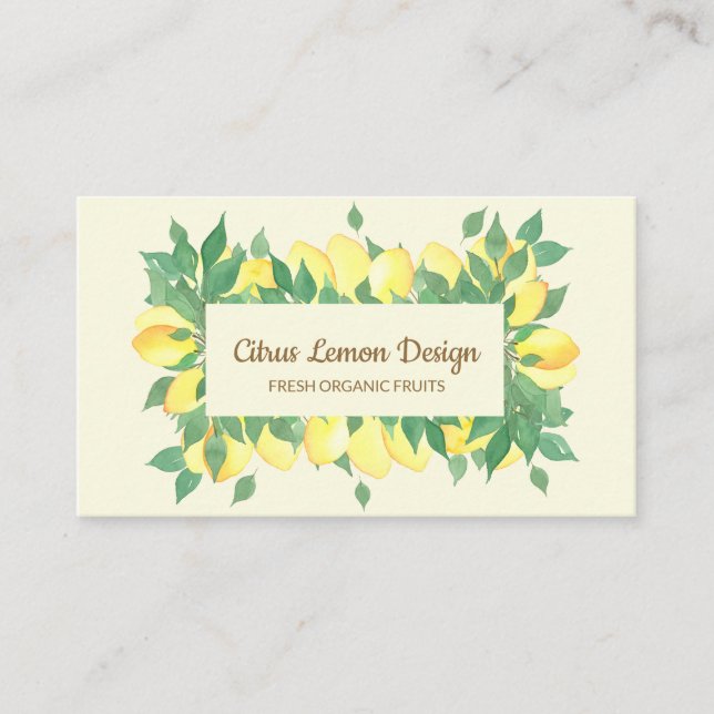 Citrus Lemon Fresh Fruit beige vaniljgrädde Visitkort (Framsida)
