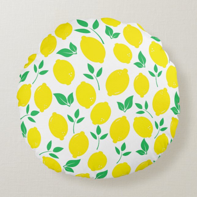 Citrus Lemon Fruit Mönster Dekorativ kudde (Framsidan)