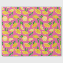 Citrus Lemon Fruit rosa mönster Presentpapper