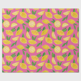 Citrus Lemon Fruit rosa mönster Presentpapper