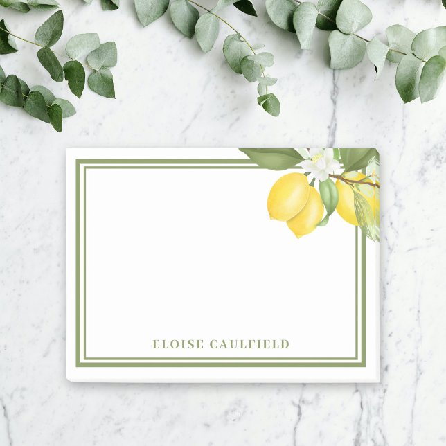 Citrus Lemon Greenery Bridesmaid Namn Favor Post-it Block (Skapare uppladdad)